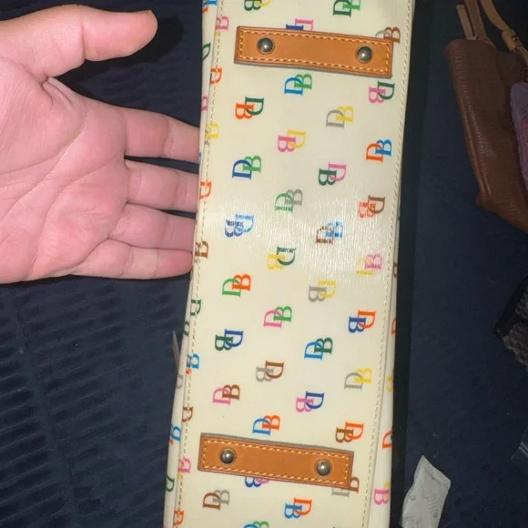 Dooney & Bourke Cream Multicolor Logo Tote - Picture 2 of 6